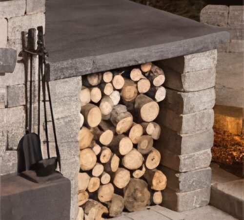 Quarry Stone Fireplace Wood Storage