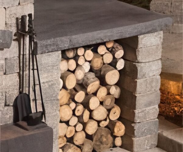 Quarry Stone Fireplace Wood Storage