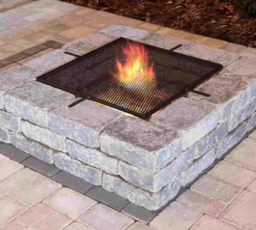 Quarry Stone Square Fire Pit Kit (includes spark arrestor)